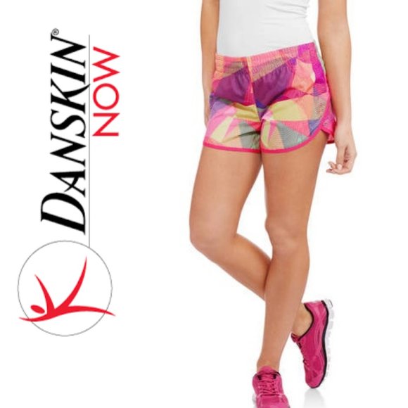 Danskin Now Pants - Danskin Now- Maui Swirl (pink, purple & yellow) Running Short w/ Liner, SZ: XS